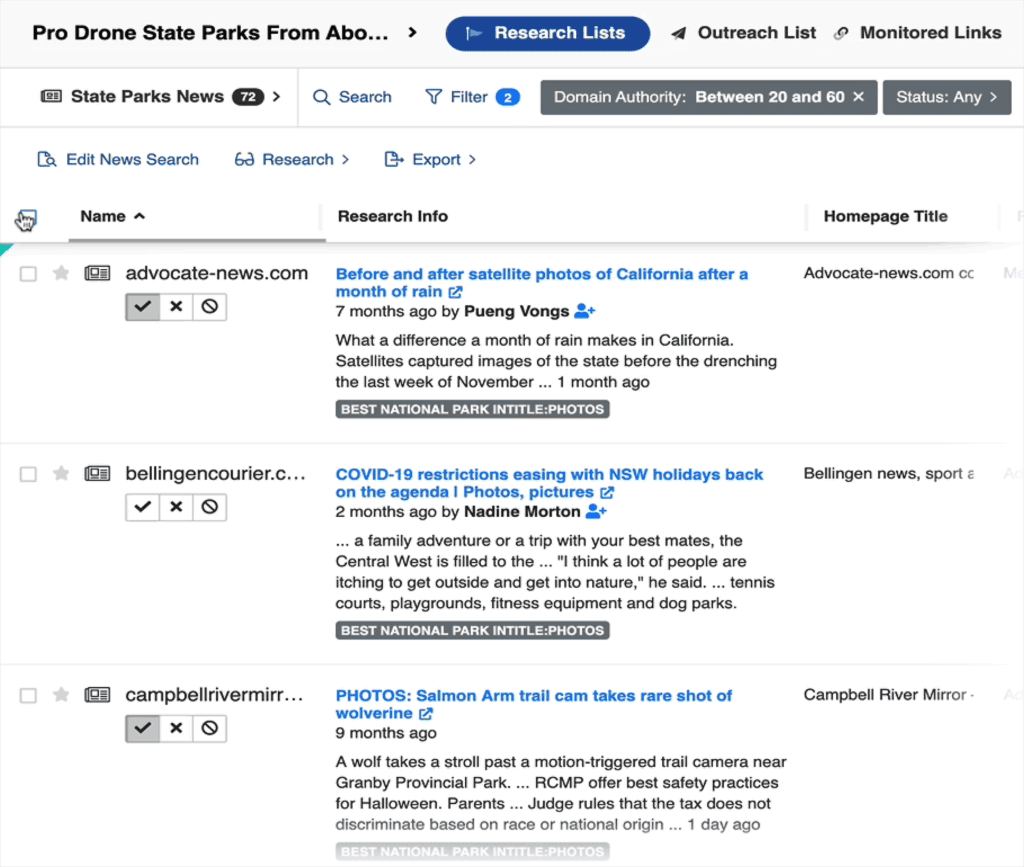 BuzzStream – Research lists