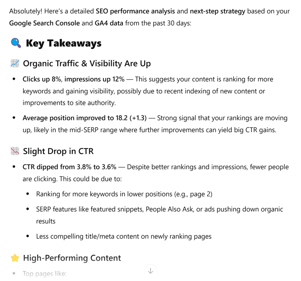 ChatGPT – Summarize SEO Performance Data – Prompt