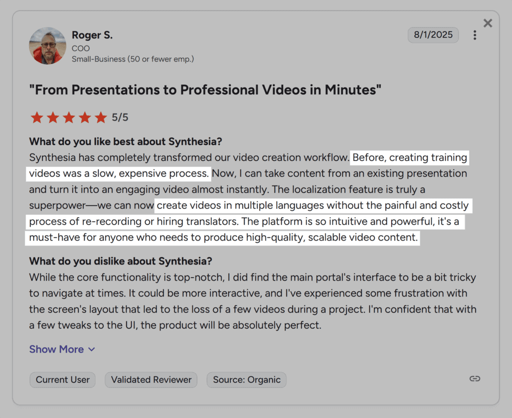 G2 – Review for Synthesia