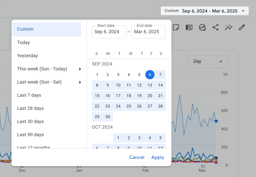 GA – Set the date range