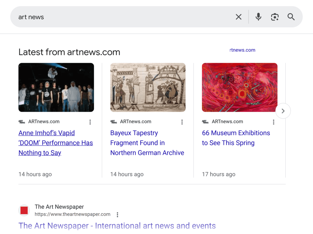 Google SERP – Art News – Latest