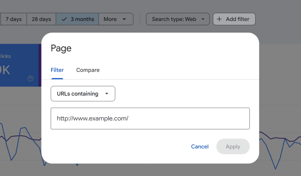 GSC – Add filter – Page