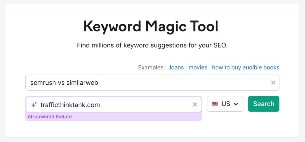 Keyword Magic Tool – Semrush vs. Similarweb – Search