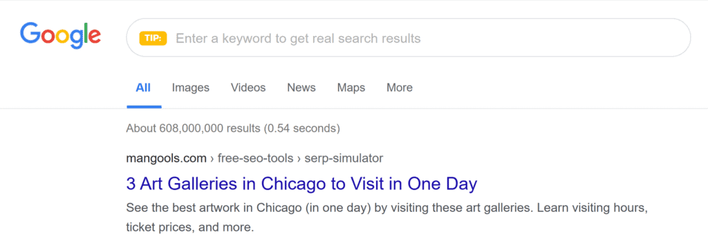 Mangools – SERP Simulator – Art galleries