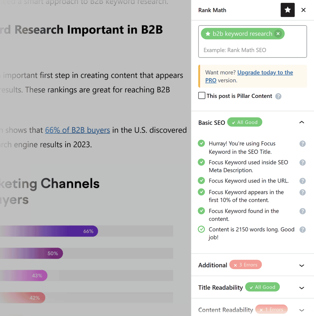 Rank Math SEO – Content optimization suggestions