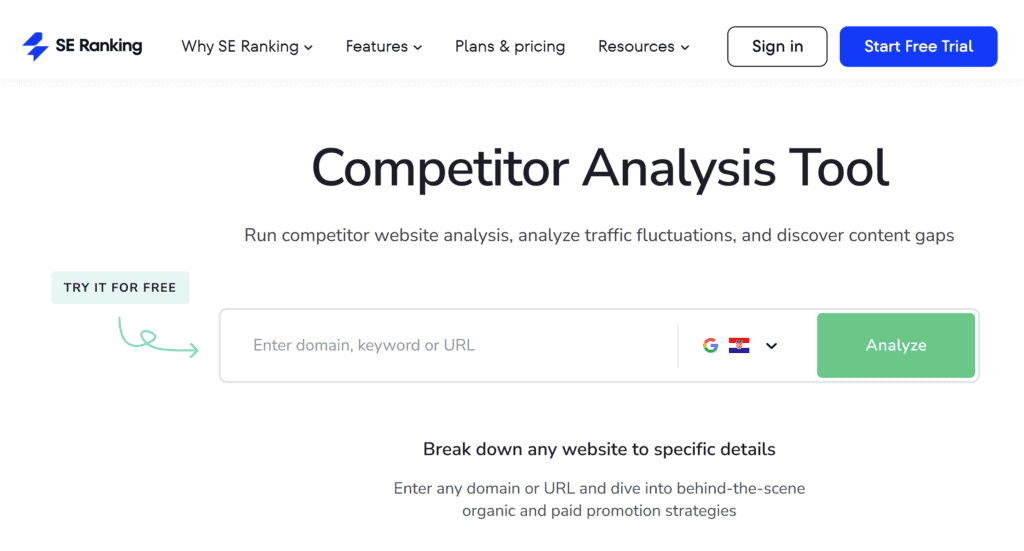 SE Ranking – Competitor Analysis Tool