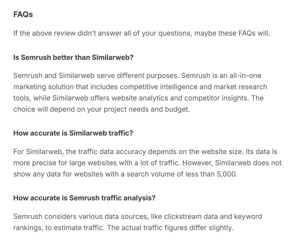 Traffic Think Tank – Semrush vs. Similarweb – FAQs