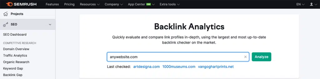 semrush backlink analysis