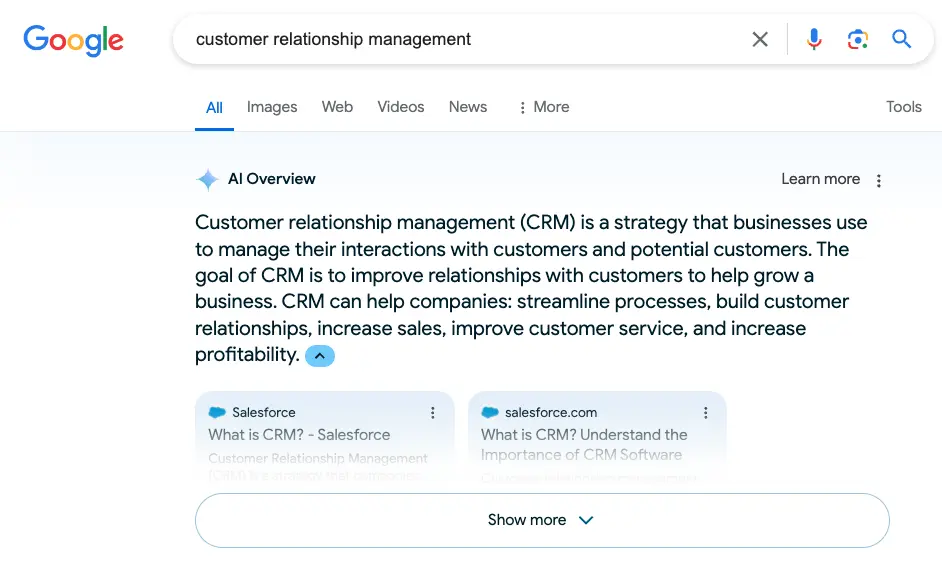 customer relationship management keyword search