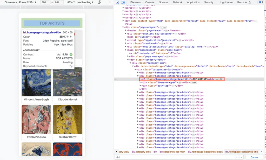 h1 source code screenshot