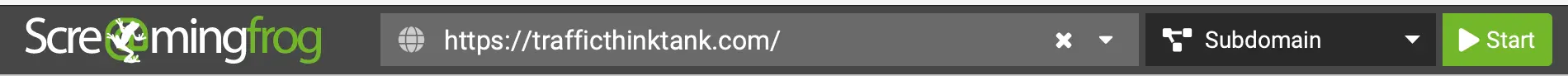 Screaming Frog top bar