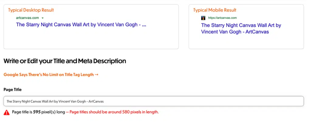 H1 SERP preview tool