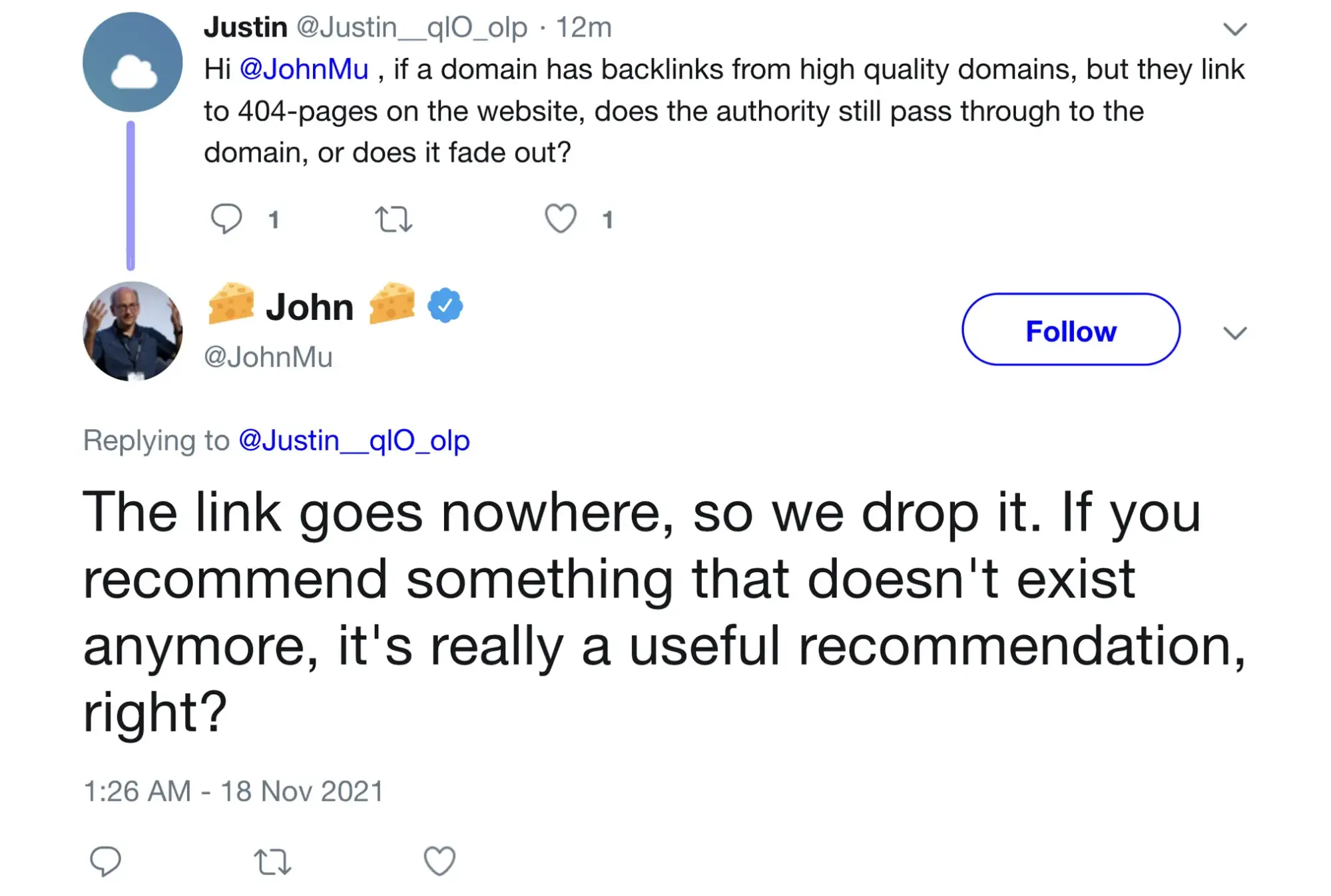 John Mueller Twitter post
