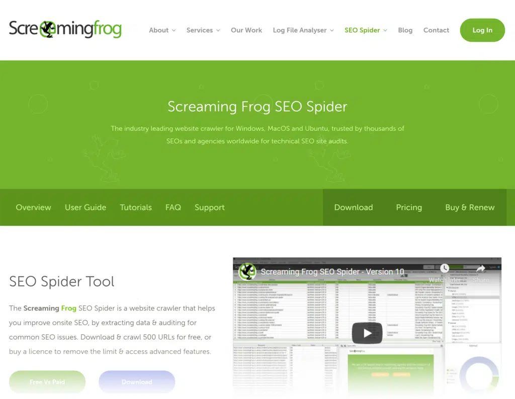 Screaming Frog – Homepage