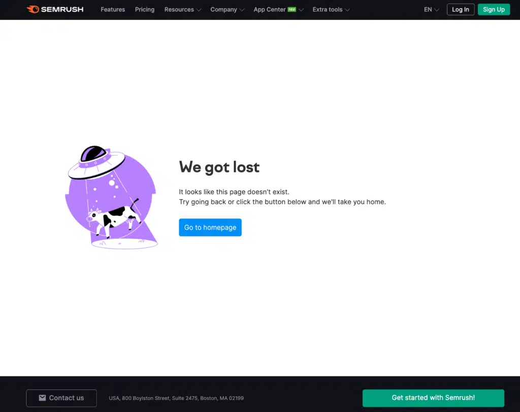 Semrush: We got lost, go to homepage